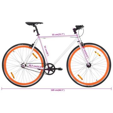 Fixed Gear Bike White & Orange 700c - Perfect for Commuting