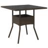 Garden Table with Glass Top Brown - 80x80 cm Poly Rattan