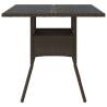 Garden Table with Glass Top Brown - 80x80 cm Poly Rattan