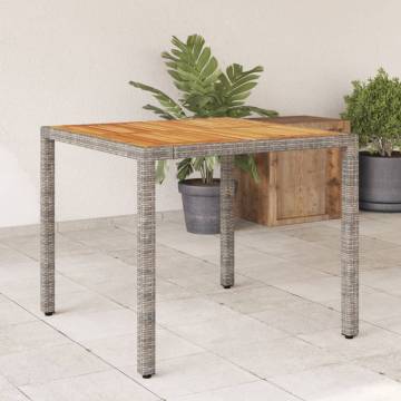 Garden Table with Acacia Wood Top - 90x90 cm Grey