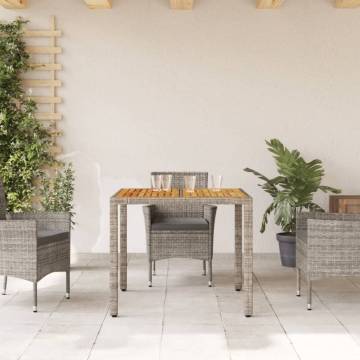 Garden Table with Acacia Wood Top - 90x90 cm Grey