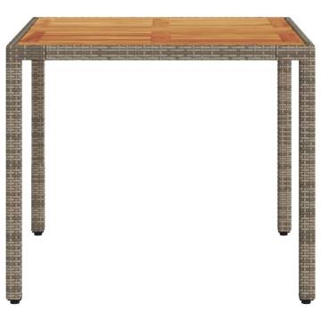 Garden Table with Acacia Wood Top - 90x90 cm Grey