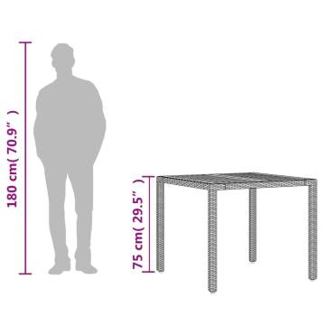 Garden Table with Acacia Wood Top - 90x90 cm Grey