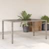 Garden Table with Glass Top Grey 150x90x75 cm Poly Rattan Colour grey Quantity in Package 1 