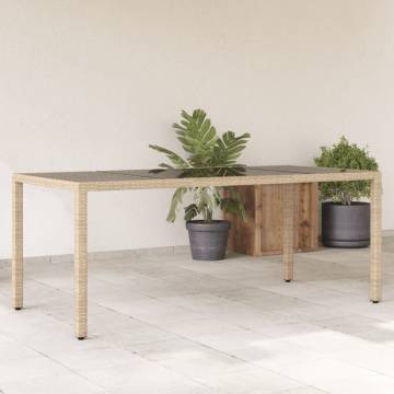 Beige Garden Table with Glass Top - 190x90x75 cm | Hipo Market