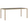 Beige Garden Table with Glass Top - 190x90x75 cm | Hipo Market