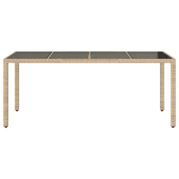 Beige Garden Table with Glass Top - 190x90x75 cm | Hipo Market