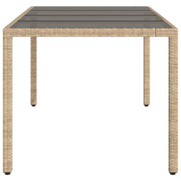 Beige Garden Table with Glass Top - 190x90x75 cm | Hipo Market