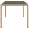 Beige Garden Table with Glass Top - 190x90x75 cm | Hipo Market