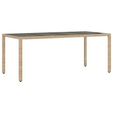 Beige Garden Table with Glass Top - 190x90x75 cm | Hipo Market