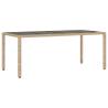 Beige Garden Table with Glass Top - 190x90x75 cm | Hipo Market