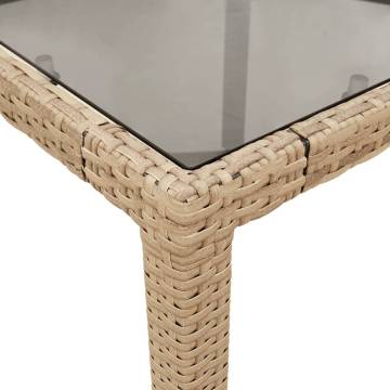 Beige Garden Table with Glass Top - 190x90x75 cm | Hipo Market