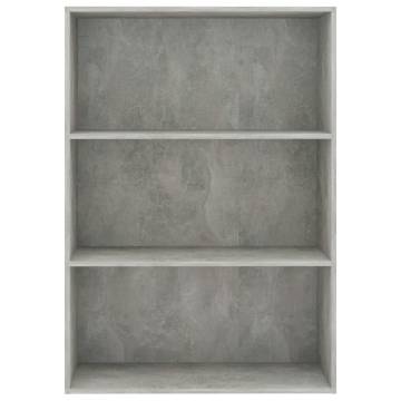 3-Tier Book Cabinet - Modern Concrete Grey 80x30x114 cm