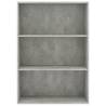 3-Tier Book Cabinet - Modern Concrete Grey 80x30x114 cm