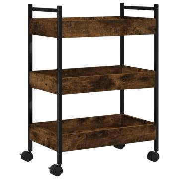 Stylish Kitchen Trolley in Smoked Oak - 50x30x70 cm