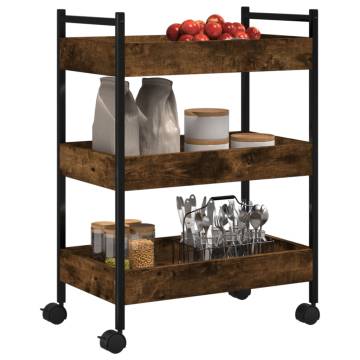 Stylish Kitchen Trolley in Smoked Oak - 50x30x70 cm