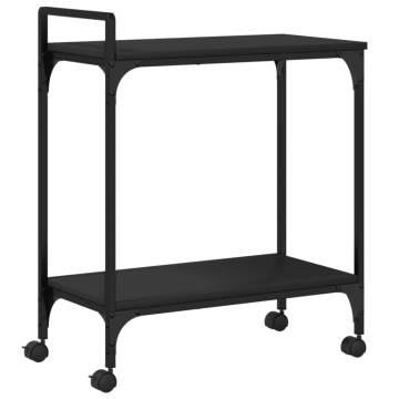 Stylish Black Kitchen Trolley - Engineered Wood, 60.5x31 cm