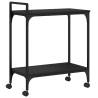 Stylish Black Kitchen Trolley - Engineered Wood, 60.5x31 cm