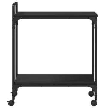 Stylish Black Kitchen Trolley - Engineered Wood, 60.5x31 cm