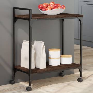 Brown Oak Kitchen Trolley - Vintage Storage Solution | HipoMarket