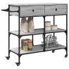 Stylish Grey Sonoma Kitchen Trolley - 105x42x95 cm