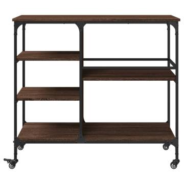 Brown Oak Kitchen Trolley - Stylish Storage Solution | Hipomarket