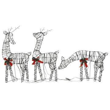 Warm White Rattan Reindeer Family Christmas Decoration