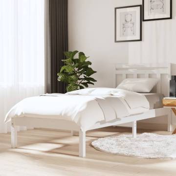 White Solid Wood Pine Bed Frame 90x200 cm - Hipomarket