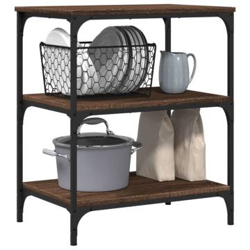 Brown Oak Kitchen Trolley - 60x41x76 cm - Stylish Storage