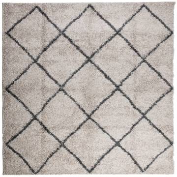 Shaggy Rug High Pile Modern Beige & Anthracite 200x200 cm