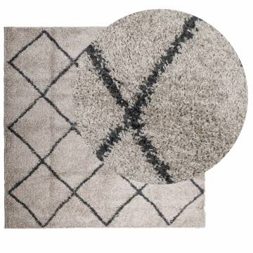 Shaggy Rug High Pile Modern Beige & Anthracite 200x200 cm