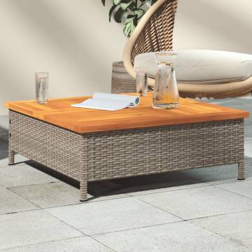 Garden Table Grey 70x70 cm | Rattan & Acacia Wood