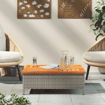 Garden Table Grey 70x70 cm | Rattan & Acacia Wood