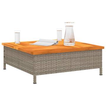 Garden Table Grey 70x70 cm | Rattan & Acacia Wood