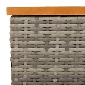 Garden Table Grey 70x70 cm | Rattan & Acacia Wood