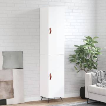 Stylish Highboard High Gloss White - 34.5x34x180 cm