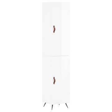 Stylish Highboard High Gloss White - 34.5x34x180 cm