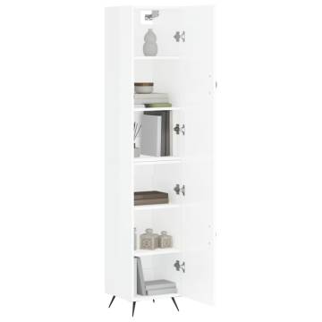 Stylish Highboard High Gloss White - 34.5x34x180 cm