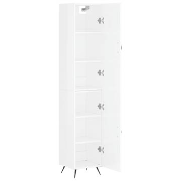 Stylish Highboard High Gloss White - 34.5x34x180 cm