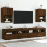 Stylish Brown Oak TV Cabinets with LED Lights - Set of 2