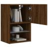 Stylish Brown Oak TV Cabinets with LED Lights - Set of 2