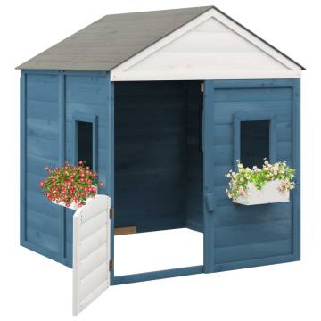 Solid Wood Fir Playhouse with Lockable Door & Flower Pots