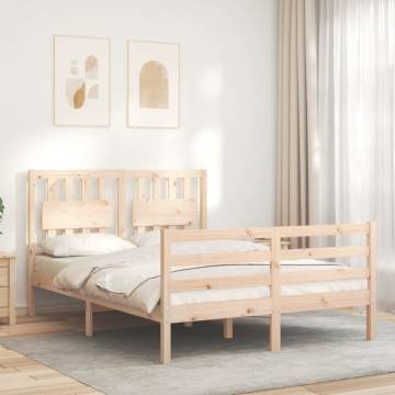 Solid Wood Bed Frame with Headboard 140x190 cm | HipoMarket