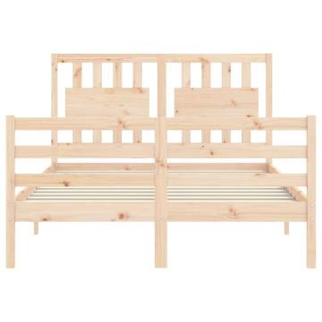 Solid Wood Bed Frame with Headboard 140x190 cm | HipoMarket