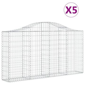 Arched Gabion Baskets - 5 pcs Galvanised Iron 200x30x100/120 cm