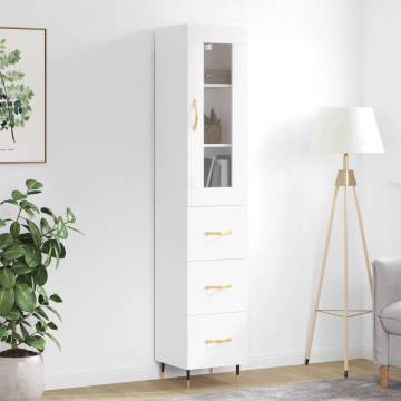 Stylish Highboard White 34.5x34x180 cm | Hipo Market