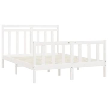 White Solid Wood Pine Bed Frame 140x200 cm - Classic Design