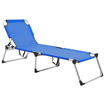 Extra High Folding Senior Sunbed - Comfortable & Stylish Blue