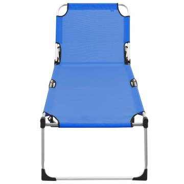 Extra High Folding Senior Sunbed - Comfortable & Stylish Blue