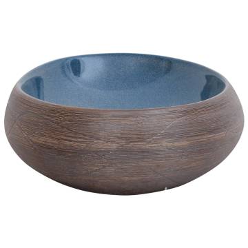 Chic Brown & Blue Oval Ceramic Basin - 59x40x15 cm